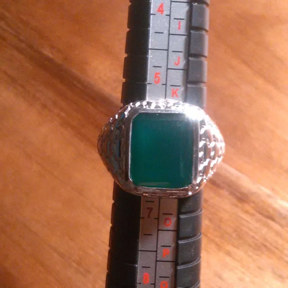 Men's Verde Onyx Art Deco Sterling Silver Ring (Size 6)